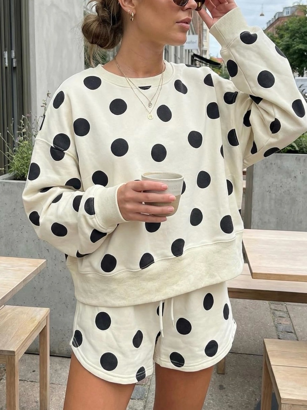 Amazon White and Black Polka Dot Set - Top & Shorts